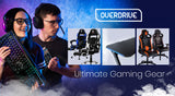 OVERDRIVE Gaming Desk 120cm Computer Black PC Blue LED Lights Carbon Fiber Look - Side View