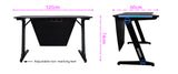 OVERDRIVE Gaming Desk 120cm Computer Black PC Blue LED Lights Carbon Fiber Look - Rear View