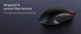 OVERDRIVE Gaming Desk 120cm Computer Black PC Blue LED Lights Carbon Fiber Look - Low Angle
