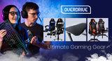 OVERDRIVE Gaming Desk 120cm PC Computer LED Lights Carbon Fibre Style Black RGB - Front View