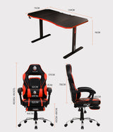 OVERDRIVE Gaming Chair Desk Racing Seat Setup PC Black Office Table Foot Combo - Rear View