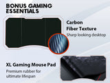 OVERDRIVE Gaming Desk 139cm PC Setup Table Computer Carbon Fiber Style Black - 45-Degree Angle