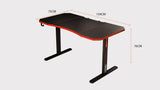 OVERDRIVE Gaming Desk 139cm PC Setup Table Computer Carbon Fiber Style Black - Rear View