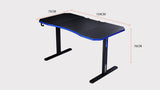 OVERDRIVE Gaming Desk 139cm PC Table Computer Setup Carbon Fiber Style Black - Rear View
