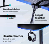 OVERDRIVE Gaming Desk 139cm PC Table Computer Setup Carbon Fiber Style Black - Close-Up Angle
