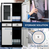 FORTIA Stationery Cabinet Office Storage Metal Lockable 4 Door Cupboard Drawers - Top-Down View
