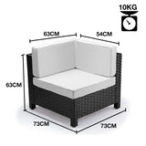 LONDON RATTAN 1pc Sofa Outdoor Furniture Setting -Corner Garden Lounge Chair - Rear View