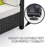 LONDON RATTAN 1pc Sofa Outdoor Furniture Setting -Corner Garden Lounge Chair - Close-Up Angle