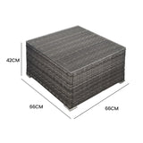 LONDON RATTAN Outdoor Wicker Coffee Table Patio Furniture 1 Piece, Grey - Rear View