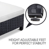 London Rattan Ottoman Outdoor Wicker Furniture Sofa Garden Lounge Foot Stool - Close-Up Angle