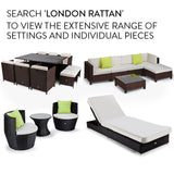 LONDON RATTAN Ottoman Outdoor Wicker Furniture Garden Sofa Lounge Foot Stool - Front View