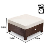 LONDON RATTAN Ottoman Outdoor Wicker Furniture Garden Sofa Lounge Foot Stool - Rear View