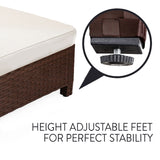 LONDON RATTAN Ottoman Outdoor Wicker Furniture Garden Sofa Lounge Foot Stool - Close-Up Angle