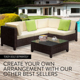 LONDON RATTAN Ottoman Outdoor Wicker Furniture Garden Sofa Lounge Foot Stool - Low Angle