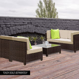 LONDON RATTAN Ottoman Outdoor Wicker Furniture Garden Sofa Lounge Foot Stool - Extra Image