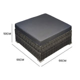 LONDON RATTAN 1 Seater Outdoor Ottoman Modular Wicker Lounge Furniture, Grey - Rear View