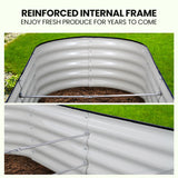 MY FARM 320 x 80 x 42cm Raised Garden Bed, Oval, Corrugated Metal, Light Green - 45-Degree Angle