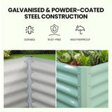 MY FARM 180 x 90 x 45cm Raised Garden Bed, Rectangular, Corrugated Metal, with Ground Stakes, Light Green - Side View