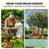 MY FARM 180 x 90 x 45cm Raised Garden Bed, Rectangular, Corrugated Metal, with Ground Stakes, Light Green - Top-Down View