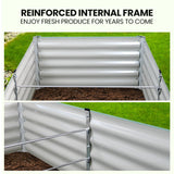MY FARM 180 x 90 x 45cm Raised Garden Bed, Rectangular, Corrugated Metal, with Ground Stakes, Light Green - 45-Degree Angle