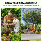 MY FARM 240 x 90 x 45cm Raised Garden Bed, Rectangular, Corrugated Metal, with Ground Stakes, Light Grey - Top-Down View