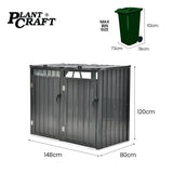 PLANTCRAFT Double Steel Wheelie Garbage Bin Storage Shed, Enclosure with 2 Opening Doors - Front View