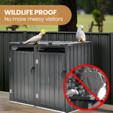 PLANTCRAFT Double Steel Wheelie Garbage Bin Storage Shed, Enclosure with 2 Opening Doors - 45-Degree Angle