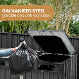PLANTCRAFT Triple Steel Wheelie Garbage Bin Storage Shed, Enclosure with 3 Opening Doors - Top-Down View