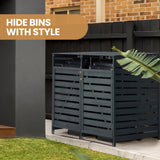 PlantCraft Double Wood Wheelie Bins Storage Shed, 2 Door Garbage Rubbish Bin Enclosure - Side View