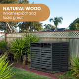 PlantCraft Double Wood Wheelie Bins Storage Shed, 2 Door Garbage Rubbish Bin Enclosure - Close-Up Angle