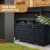 PlantCraft Triple Wood Wheelie Bins Storage Shed, 3 Door Garbage Rubbish Bin Enclosure