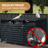 PlantCraft Triple Wood Wheelie Bins Storage Shed, 3 Door Garbage Rubbish Bin Enclosure - 45-Degree Angle
