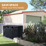 PlantCraft Triple Wood Wheelie Bins Storage Shed, 3 Door Garbage Rubbish Bin Enclosure - Rear View