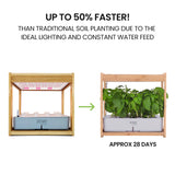 PLANTCRAFT 12 Pod Indoor Hydroponic Growing System with Bamboo Frame & LED Lights - Side View