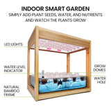 PLANTCRAFT 12 Pod Indoor Hydroponic Growing System with Bamboo Frame & LED Lights - Top-Down View