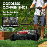 BAUMR-AG 370SX 40V SYNC Cordless Lawn Aerator & Scarifier, Skin Only, Brushless, Scarifying Blade and Dethatcher Rake Cartridges, 4 Depths - Rear View