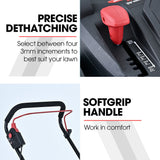 BAUMR-AG 370SX 40V SYNC Cordless Lawn Aerator & Scarifier, Skin Only, Brushless, Scarifying Blade and Dethatcher Rake Cartridges, 4 Depths - Close-Up Angle