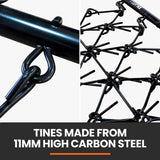 PlantCraft Tow Behind Drag Harrow Rake, 1.4m Wide, for Ride-on Mower LawnTractor on Pasture Paddock - Front View