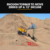 Baumr-AG 40V Battery Powered Wheelbarrow Motorised Electric, 80L Bucket Volume, 260kg Capacity - Rear View