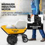 Baumr-AG 40V Battery Powered Wheelbarrow Motorised Electric, 100L Bucket Volume, 4 Wheel, 260kg Capacity - Side View
