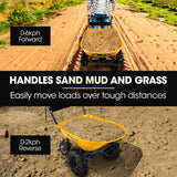 Baumr-AG 40V Battery Powered Wheelbarrow Motorised Electric, 100L Bucket Volume, 4 Wheel, 260kg Capacity - Low Angle