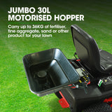 PLANTCRAFT Spreader 12V 36kg 30L Lawn Seed Fertiliser, for ATV, Ride on Mower, with Rain Cover - Front View