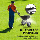 PLANTCRAFT Walk Behind Broadcast Spreader 56kg 60L Seed Lawn Fertiliser - Close-Up Angle