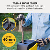 MICHIGAN 2400W Electric Garden Mulcher Shredder, Portable Wood Chipper, Push Stick, 40L Collection Bag - Side View