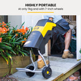 MICHIGAN 2400W Electric Garden Mulcher Shredder, Portable Wood Chipper, Push Stick, 40L Collection Bag - Rear View