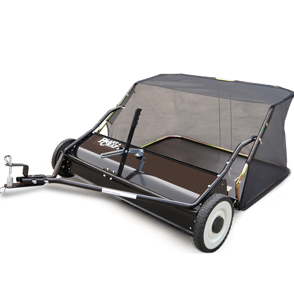 PLANTCRAFT Lawn Sweeper 38' Wide, Tow Behind Leaf and Grass Clipping Collector, Universal Hitch for