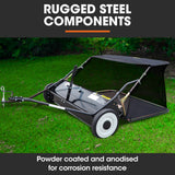 PLANTCRAFT Lawn Sweeper 38' Wide, Tow Behind Leaf and Grass Clipping Collector, Universal Hitch for