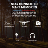 GENPOWER 300W Portable Lithium Power Station 288Wh LiFePo4, Multiple Voltage Output, 15W Wireless Charger, Ideal for Camping, Home Backup and Power Tools - Low Angle