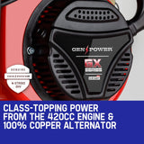 GENPOWER Portable Petrol Generator 8.4kW Max 6kW Rated Single Phase 18HP 420cc 4-Stroke Engine - Side View