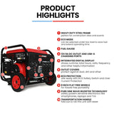 GENPOWER 6kW Peak 5kW Open Frame Inverter Generator, 3x15A, 15L Tank, Wheels, RCD, Portable, Backup - Side View